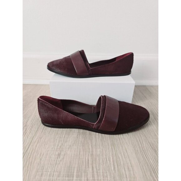 Vince Mason Burgundy Red Calf Hair Leather Slip On Loafer Flats Shoes Size 10 - Picture 1 of 9